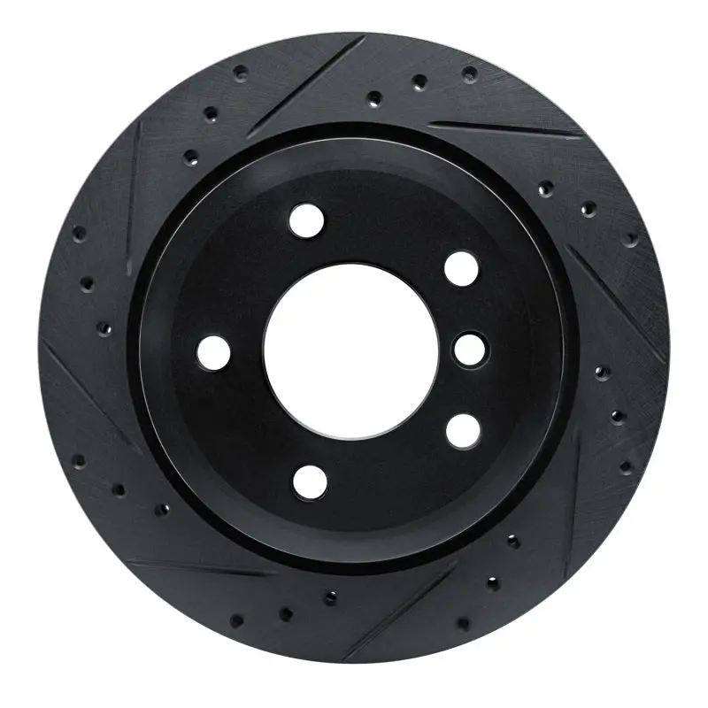 R1 09-16 Bmw Z4 Rear Left Drilled & Slotted Black Brake Rotor 1