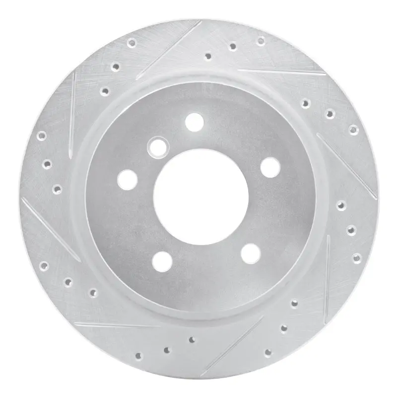 R1 09-16 Bmw Z4 Rear Left Drilled & Slotted Silver Brake Rotor 1