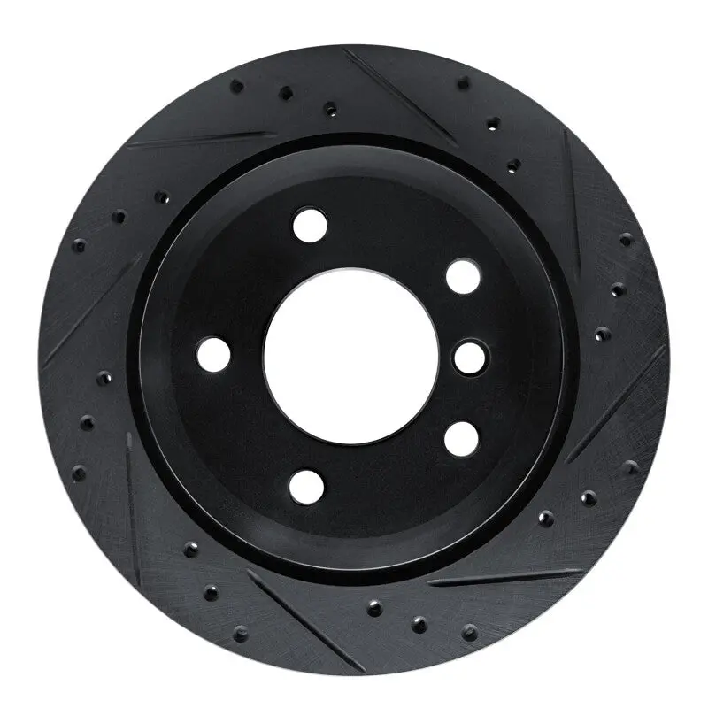 R1 09-16 Bmw Z4 Rear Right Drilled & Slotted Black Brake Rotor 1