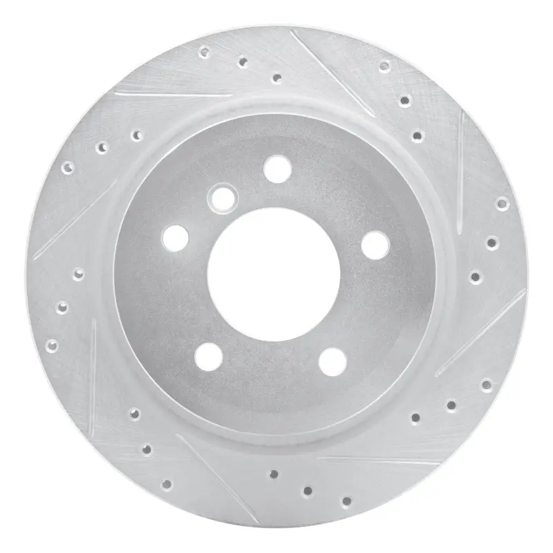 R1 09-16 Bmw Z4 Rear Right Drilled & Slotted Silver Brake Rotor 1