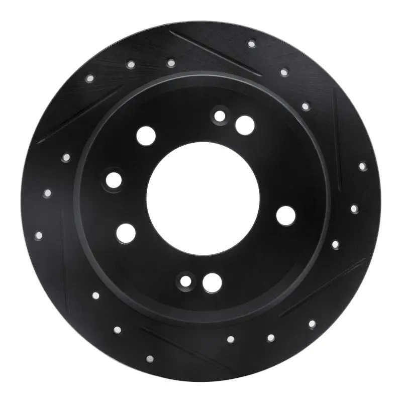 R1 09-16 Hyundai Tucson Rear Right Drilled & Slotted Black Brake Rotor 1