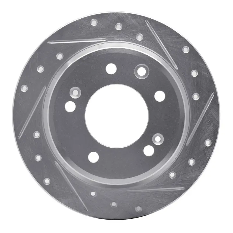 R1 09-16 Hyundai Tucson Rear Right Drilled & Slotted Silver Brake Rotor 1