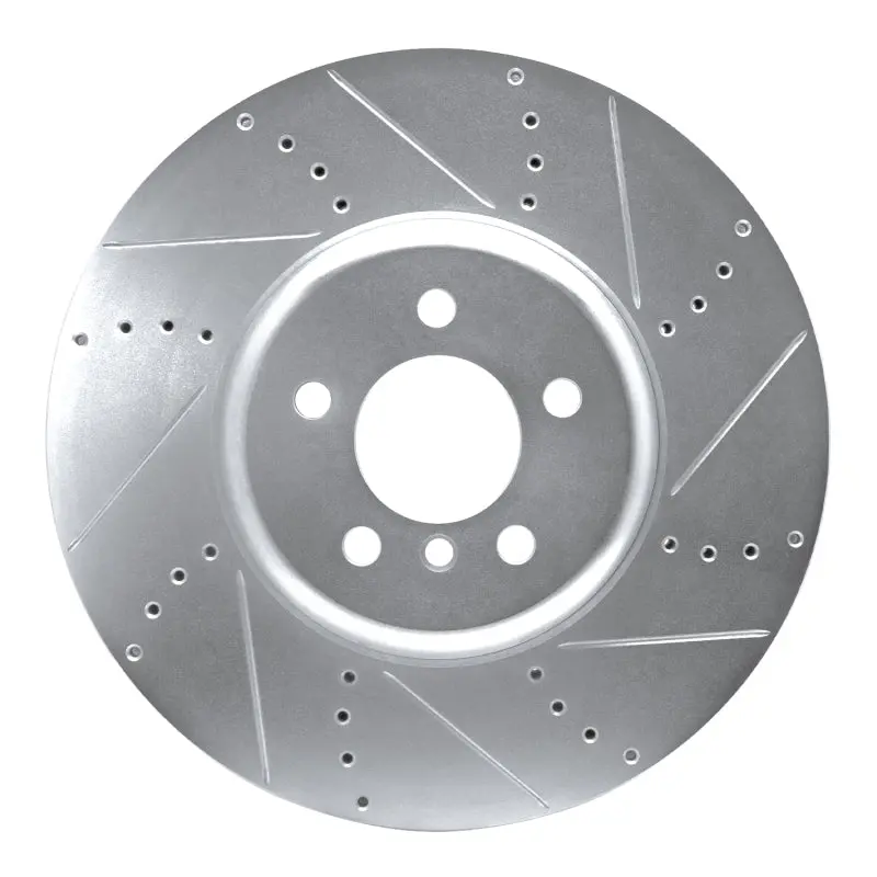 R1 09-17 Bmw 750I Right Front Drilled & Slotted Silver Brake Rotor 1