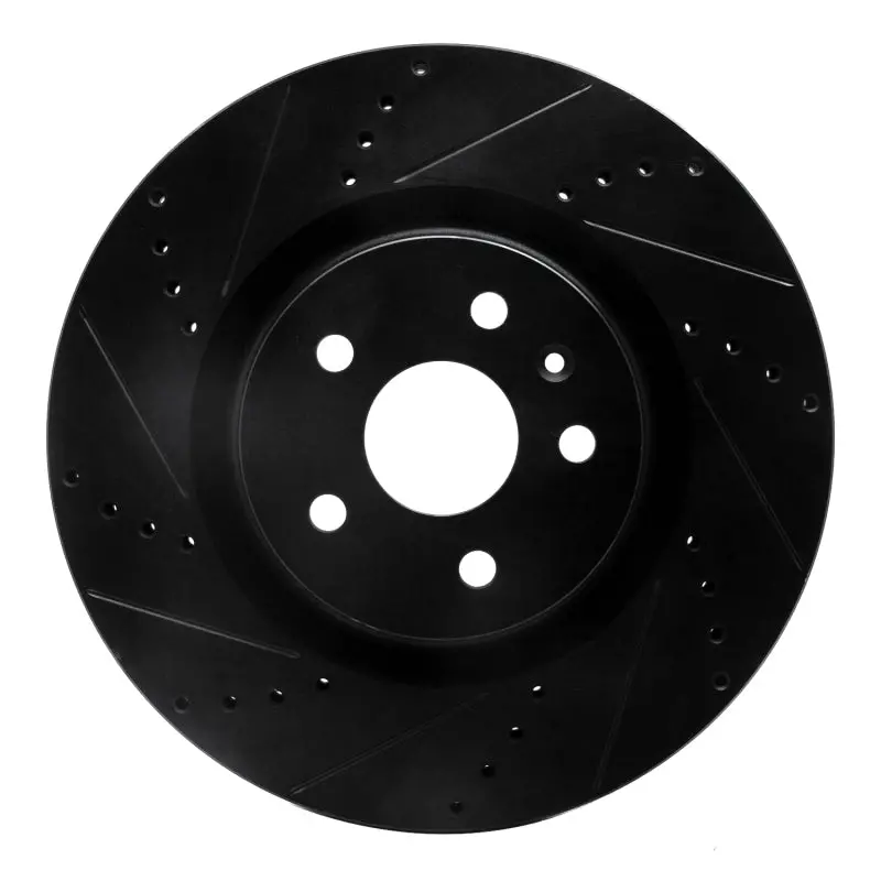 R1 09-17 Buick Regal Front Left Drilled & Slotted Black Brake Rotor 1