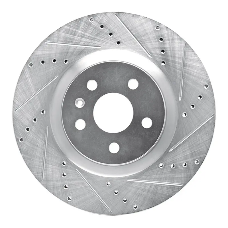 R1 09-17 Buick Regal Front Right Drilled & Slotted Silver Brake Rotor 1