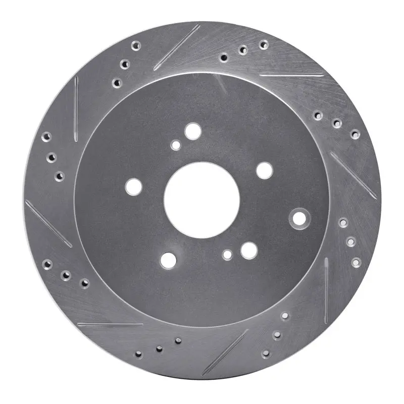 R1 09-17 Suzuki Grand Vitara Rear Left Drilled & Slotted Silver Brake Rotor 1