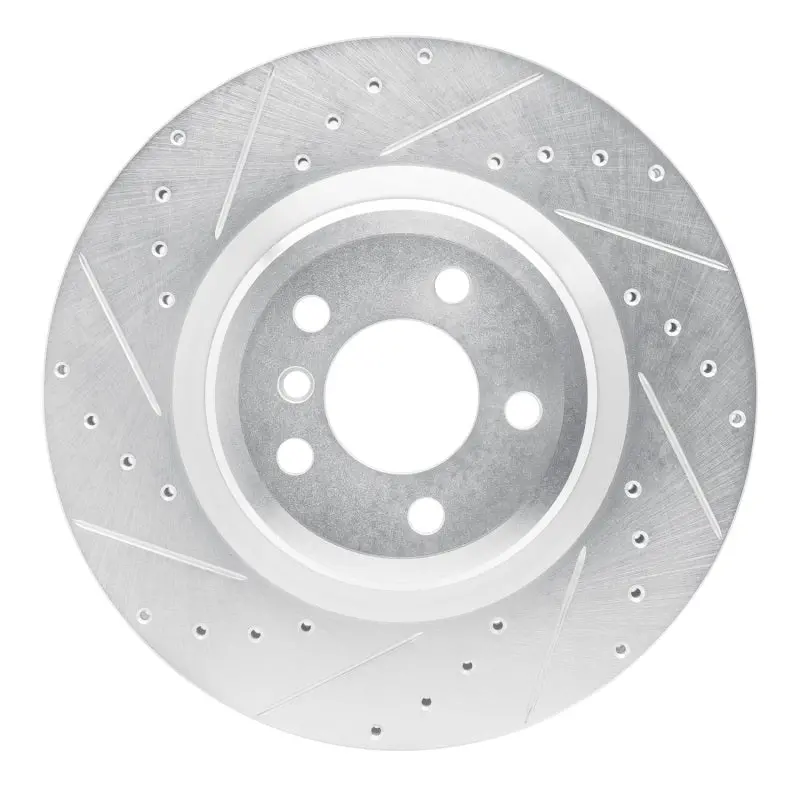 R1 09-19 Bmw 750Li Rear Left Drilled & Slotted Silver Brake Rotor 1