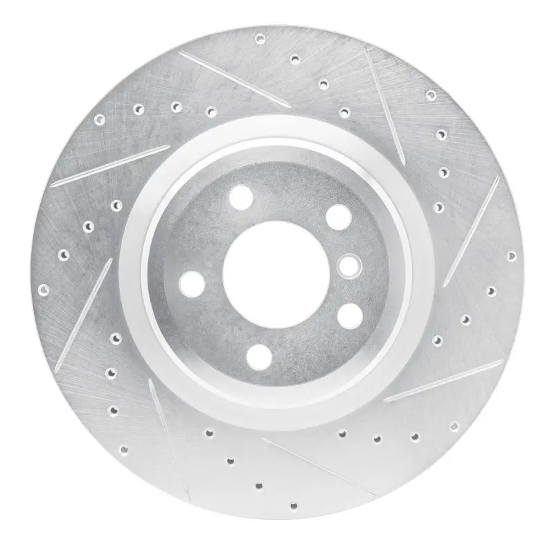 R1 09-19 Bmw Alpina B7 Rear Right Drilled & Slotted Silver Brake Rotor 1