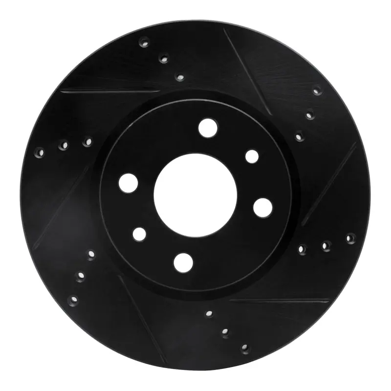 R1 09-19 Dodge Vision (Mexico) Front Right Drilled & Slotted Black Brake Rotor 1