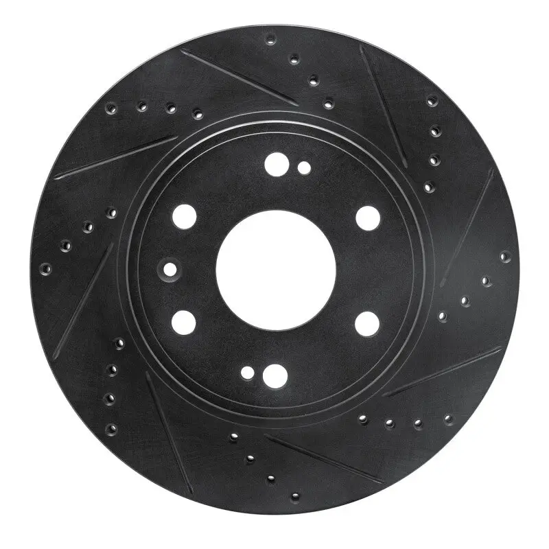 R1 09-20 Chevrolet Tahoe Front Right Drilled & Slotted Black Brake Rotor 1