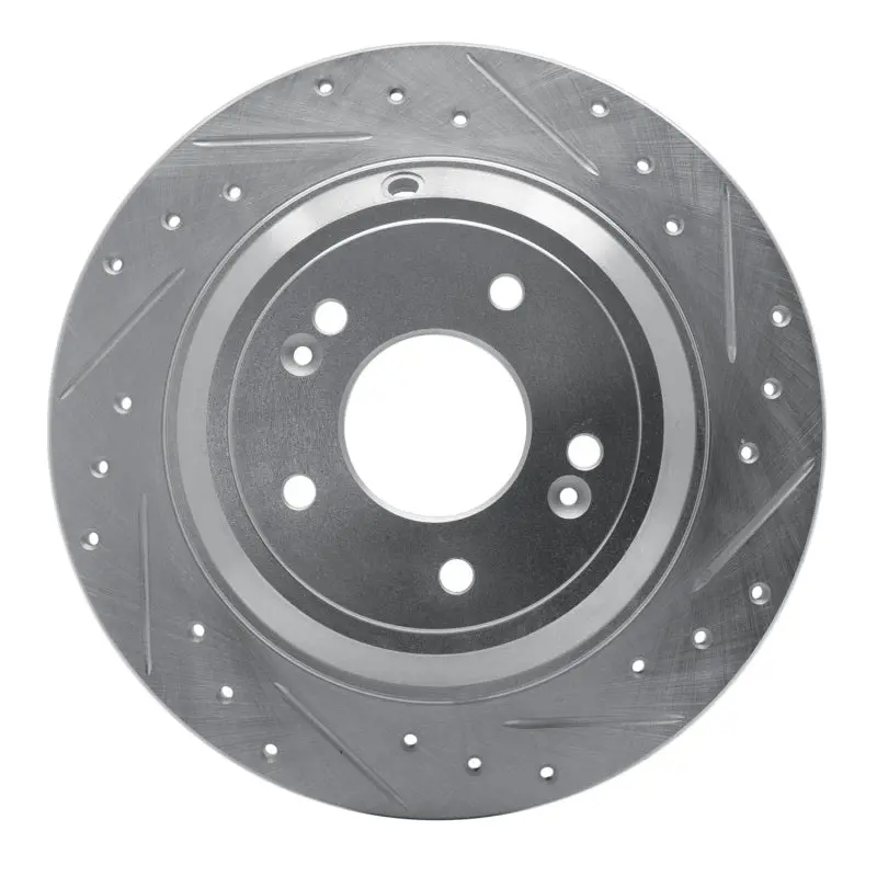 R1 09-20 Genesis G80 Rear Right Drilled & Slotted Silver Brake Rotor 1