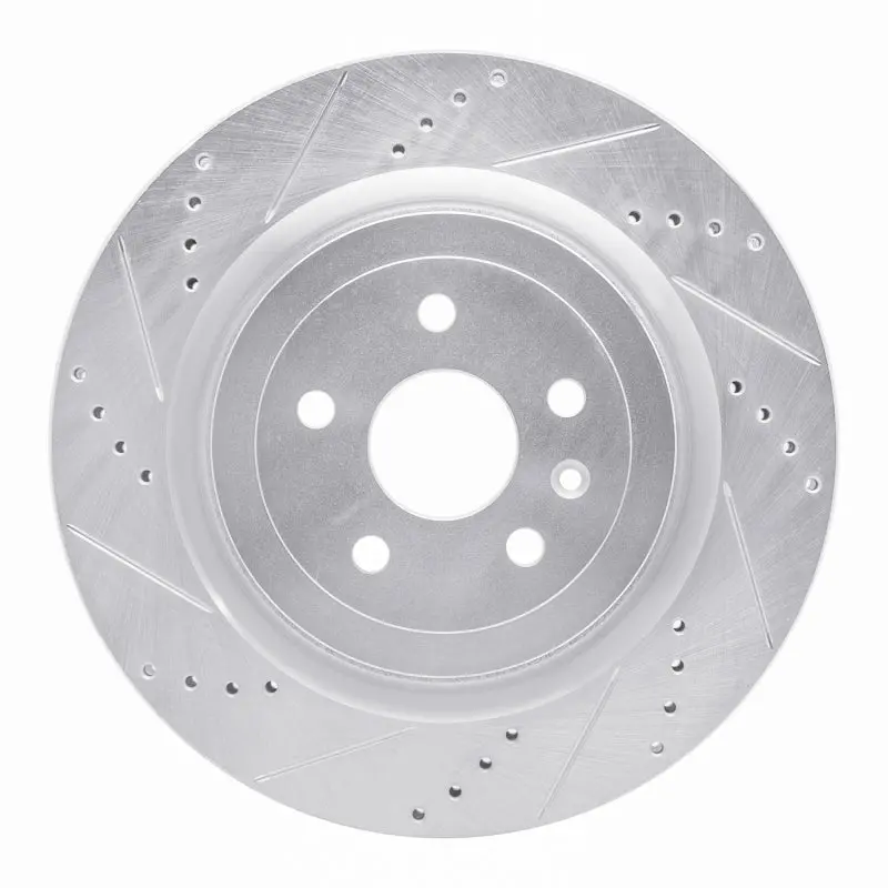 R1 09-24 Cadillac Cts Rear Left Drilled & Slotted Silver Brake Rotor 1