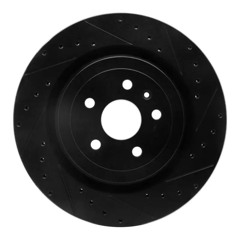 R1 09-24 Cadillac Cts Rear Right Drilled & Slotted Black Brake Rotor 1