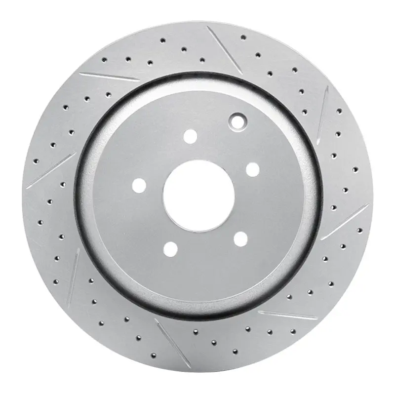 R1 09-24 Infiniti Q70 Rear Right Drilled & Slotted Geo-Carbon Rotor 1