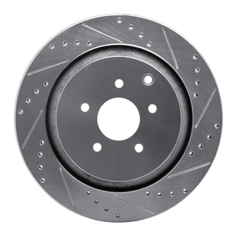 R1 09-24 Infiniti Q70 Rear Right Drilled & Slotted Silver Brake Rotor 1