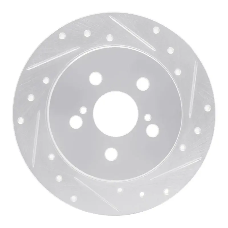 R1 09-24 Lexus Ct200h Rear Right Drilled & Slotted Silver Brake Rotor 1