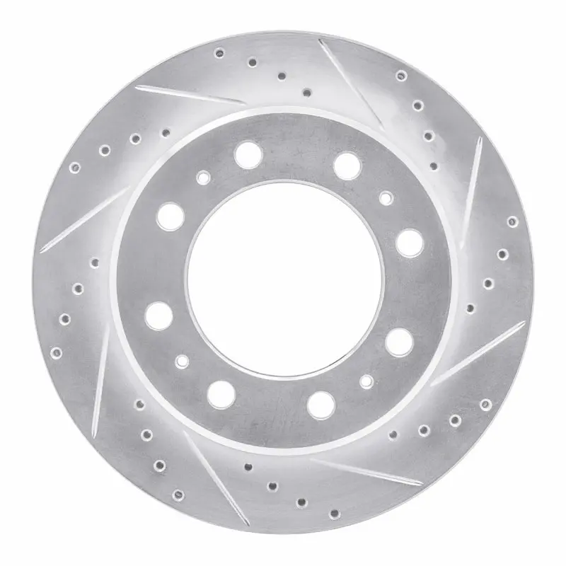 R1 09-25 Dodge Ram 2500 Rear Right Drilled & Slotted Silver Brake Rotor 1
