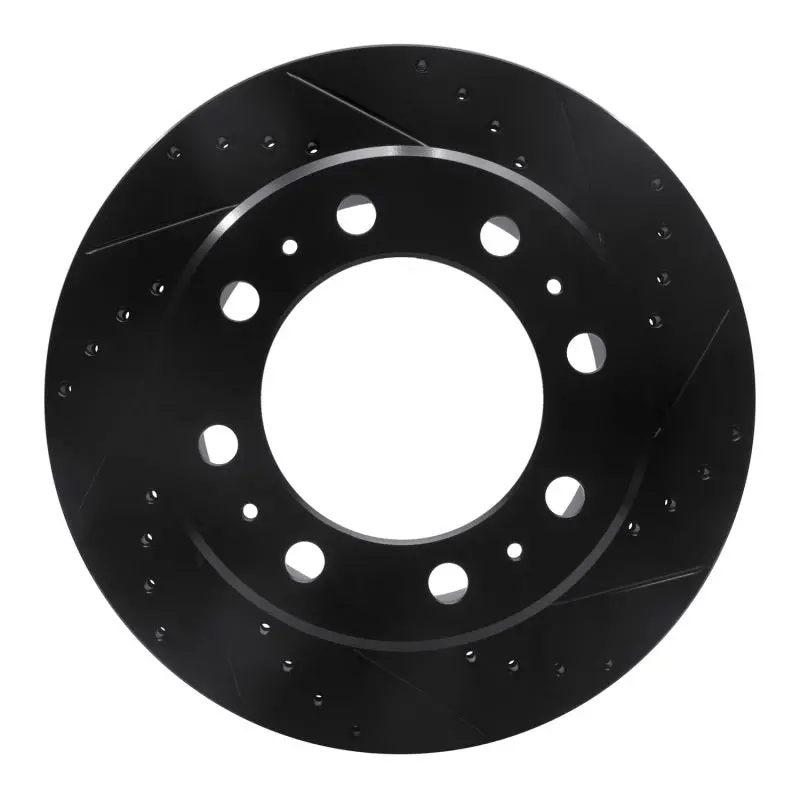 R1 09-25 Dodge Ram 3500 Rear Right Drilled & Slotted Black Brake Rotor 1