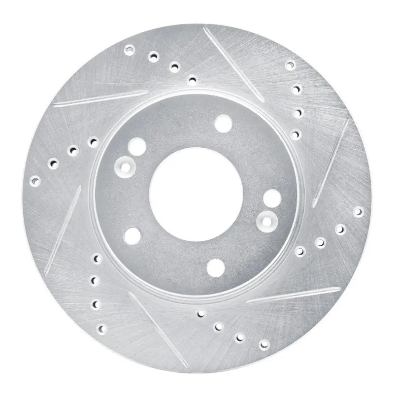 R1 10-11 Kia Soul Front Right Drilled & Slotted Silver Brake Rotor 1