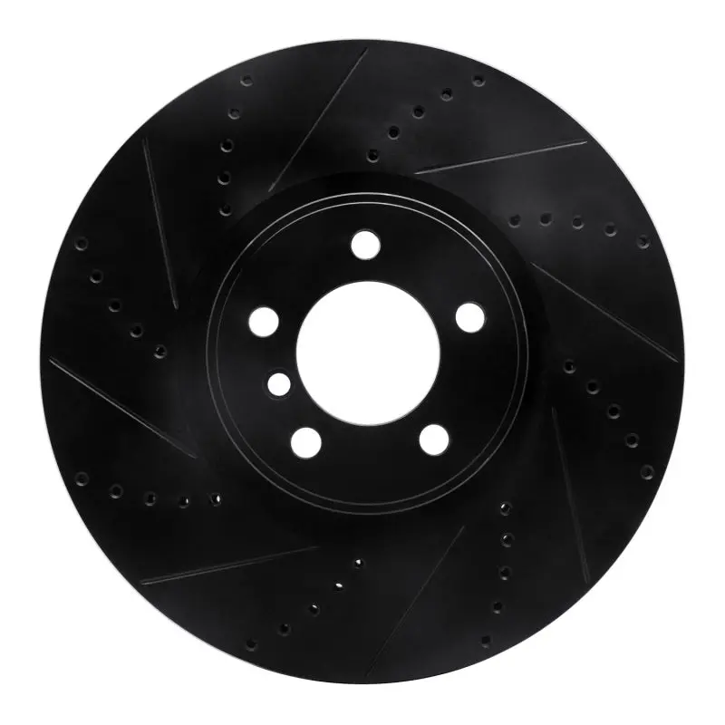 R1 10-12 Land Rover Range Rover Front Left Drilled & Slotted Black Brake Rotor 1
