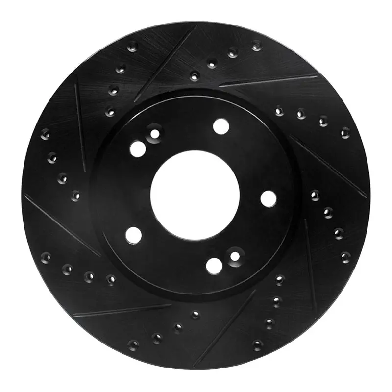 R1 10-13 Kia Forte Front Left Drilled & Slotted Black Brake Rotor 1