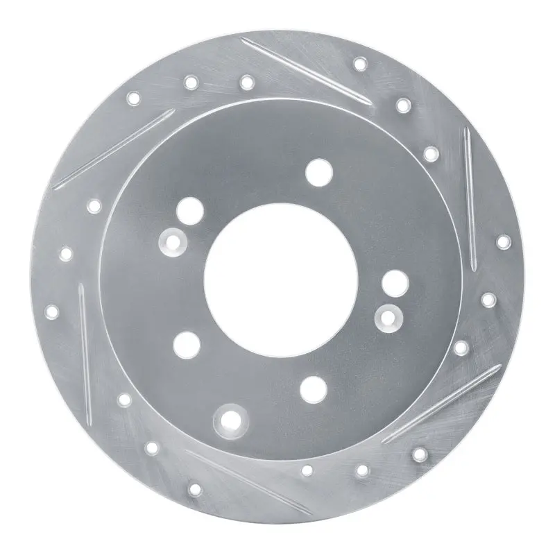R1 10-13 Kia Forte5 Rear Right Drilled & Slotted Silver Brake Rotor 1