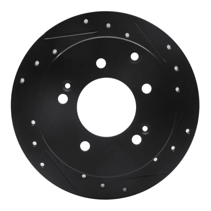 R1 10-13 Kia Soul Rear Right Drilled & Slotted Black Brake Rotor 1