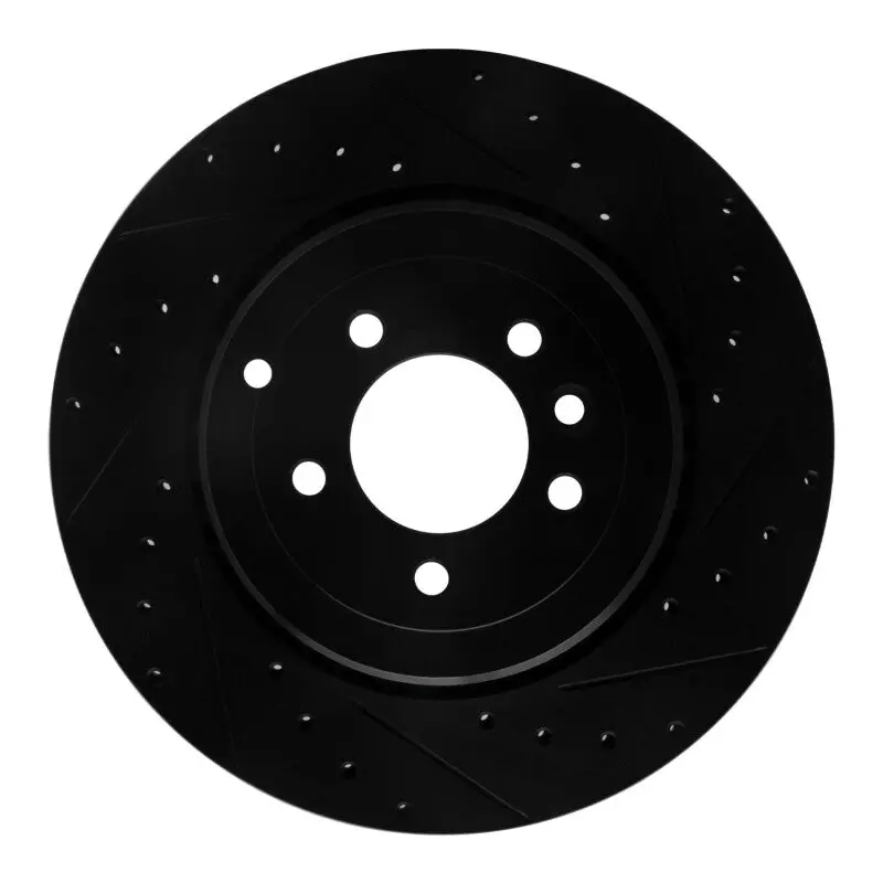 R1 10-13 Land Rover Range Rover Sport Rear Right Drilled & Slotted Black Brake Rotor 1
