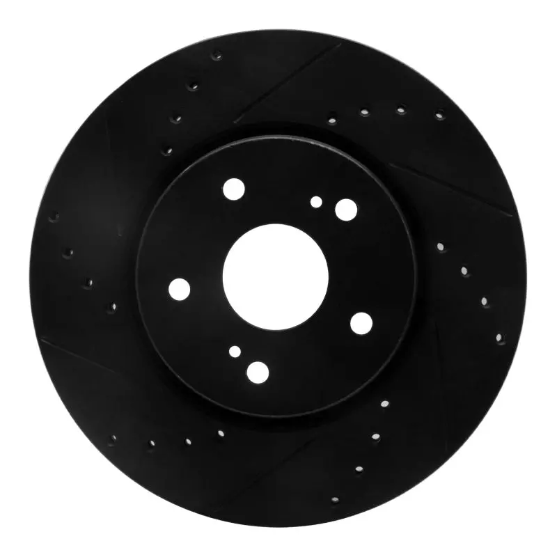 R1 10-13 Suzuki Kizashi Front Left Drilled & Slotted Black Brake Rotor 1