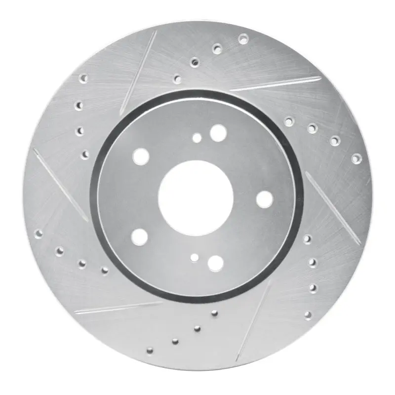 R1 10-13 Suzuki Kizashi Front Left Drilled & Slotted Silver Brake Rotor 1