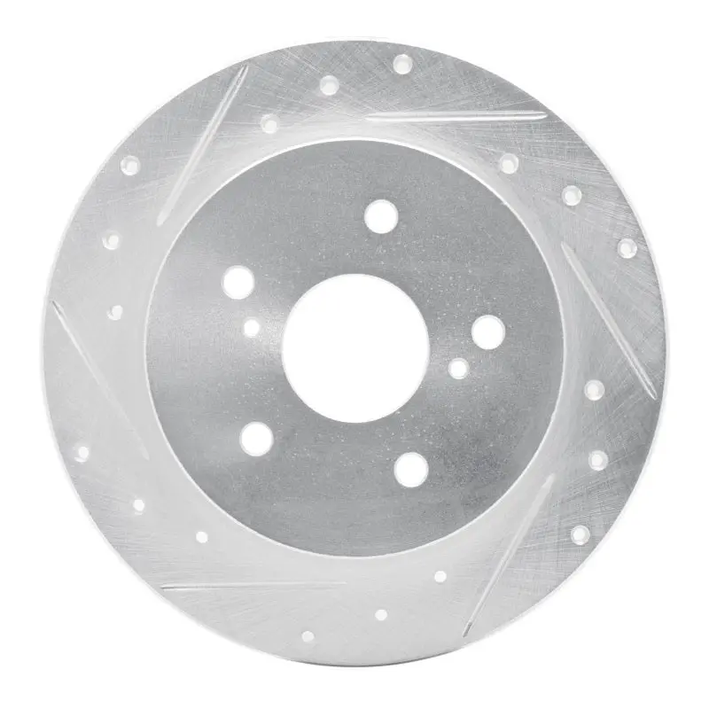R1 10-13 Suzuki Kizashi Rear Left Drilled & Slotted Silver Brake Rotor 1