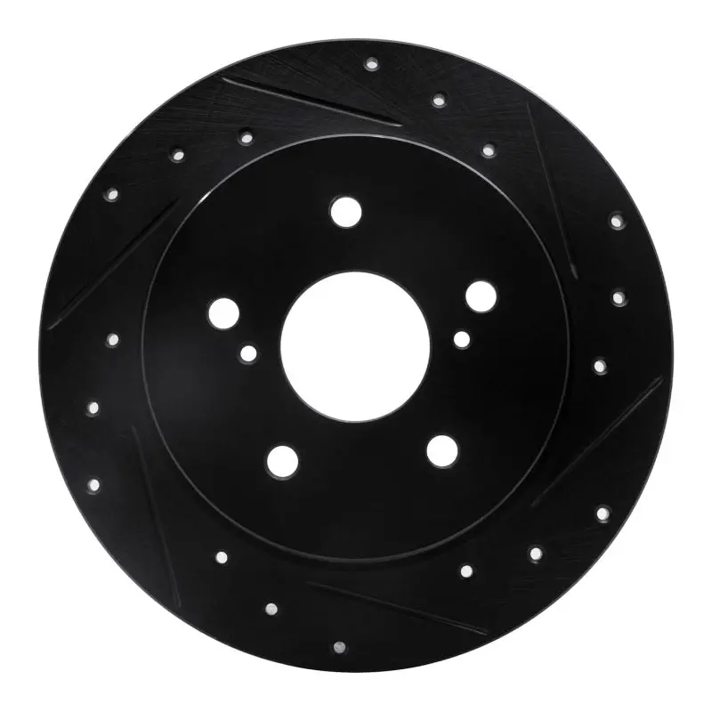 R1 10-13 Suzuki Kizashi Rear Right Drilled & Slotted Black Brake Rotor 1