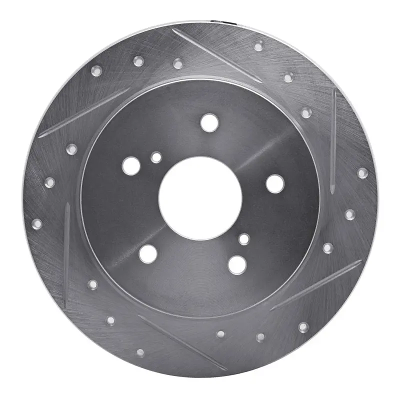 R1 10-13 Suzuki Kizashi Rear Right Drilled & Slotted Silver Brake Rotor 1