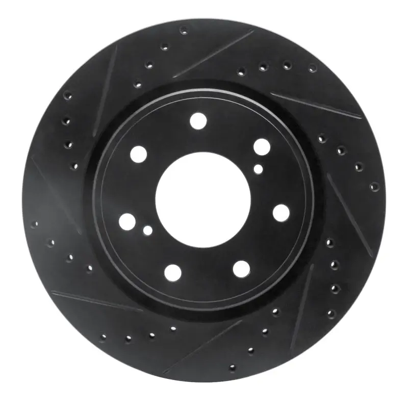 R1 10-14 Ford F-150 4Wd Front Left Drilled & Slotted Black Brake Rotor 1