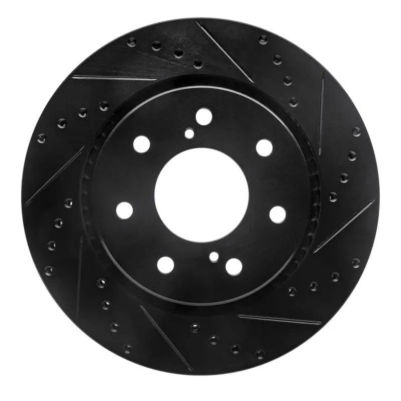 R1 10-14 Ford F-150 Rwd Front Right Drilled & Slotted Black Brake Rotor 1