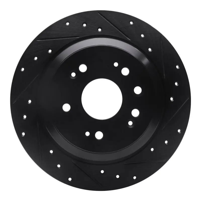 R1 10-15 Honda Accord Crosstour Rear Right Drilled & Slotted Black Brake Rotor 1