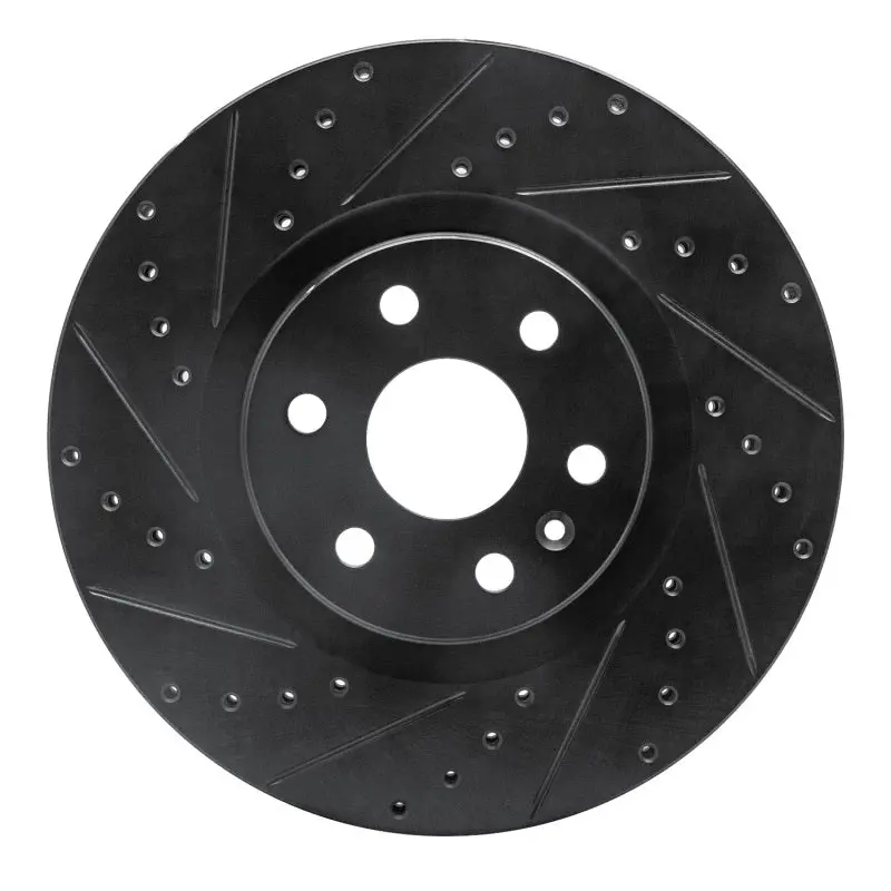 R1 10-16 Cadillac Srx Front Left Drilled & Slotted Black Brake Rotor 1
