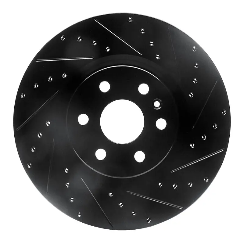 R1 10-16 Cadillac Srx Front Right Drilled & Slotted Black Brake Rotor 1