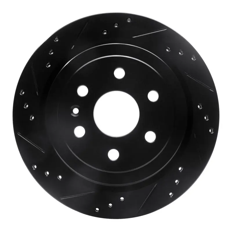 R1 10-16 Cadillac Srx Rear Left Drilled & Slotted Black Brake Rotor 1