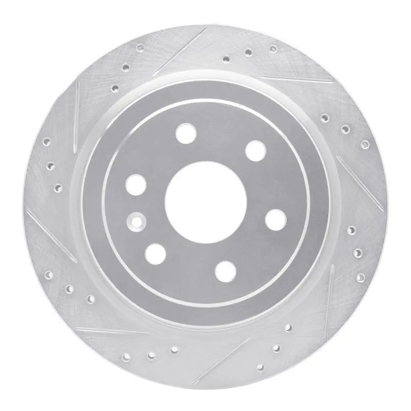 R1 10-16 Cadillac Srx Rear Left Drilled & Slotted Silver Brake Rotor 1