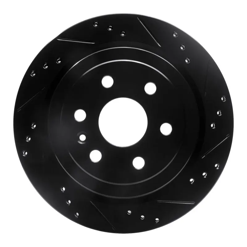 R1 10-16 Cadillac Srx Rear Right Drilled & Slotted Black Brake Rotor 1
