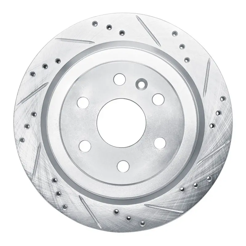 R1 10-16 Cadillac Srx Rear Right Drilled & Slotted Silver Brake Rotor 1