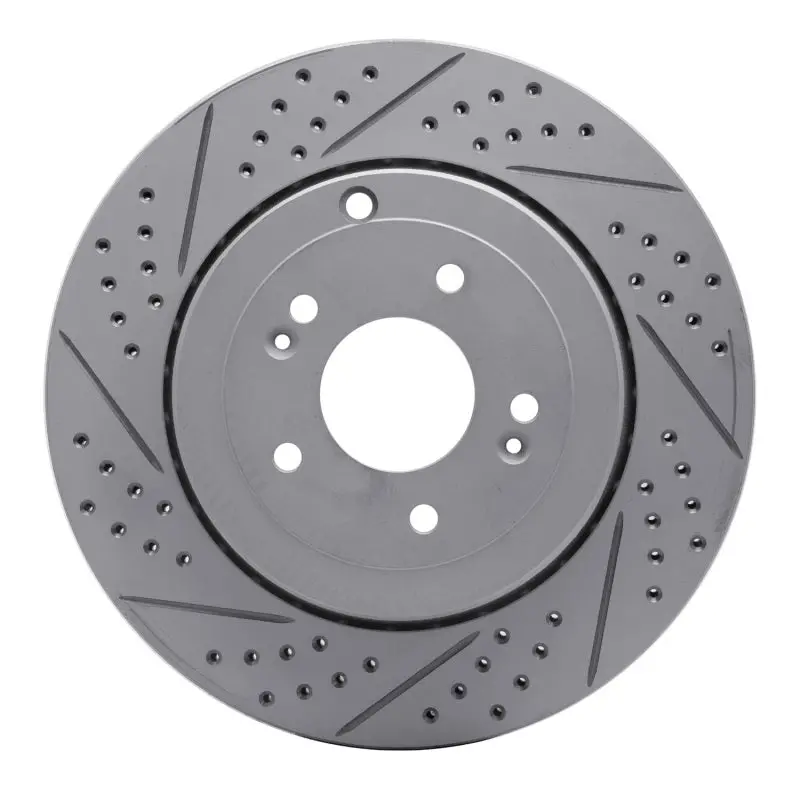 R1 10-16 Hyundai Genesis Coupe Rear Left Drilled & Slotted Geo-Carbon Rotor 1
