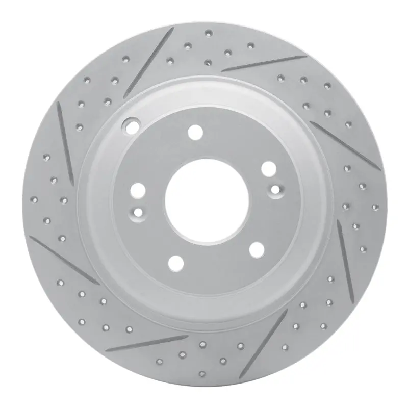 R1 10-16 Hyundai Genesis Coupe Rear Left Drilled & Slotted Geo-Carbon Rotor 1