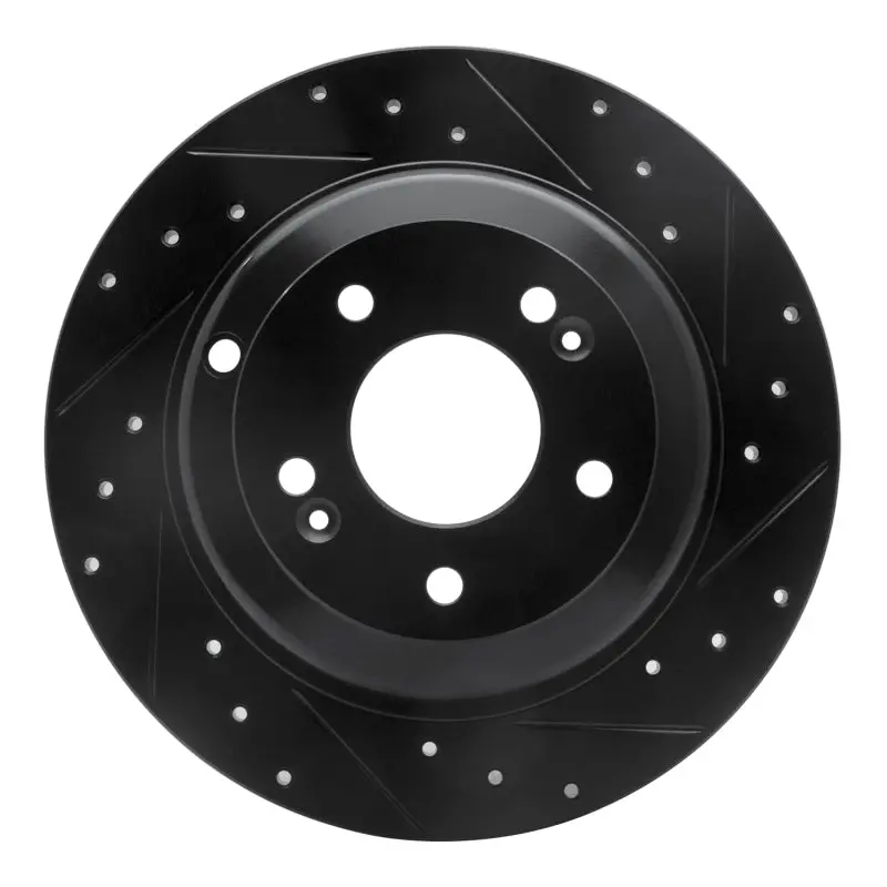 R1 10-16 Hyundai Genesis Coupe Rear Right Drilled & Slotted Black Brake Rotor 1