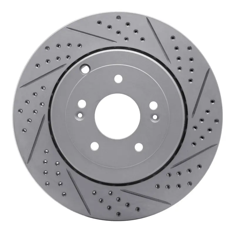 R1 10-16 Hyundai Genesis Coupe Rear Right Drilled & Slotted Geo-Carbon Rotor 1