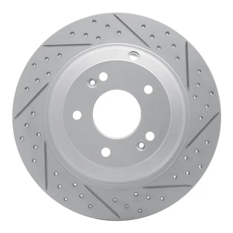 R1 10-16 Hyundai Genesis Coupe Rear Right Drilled & Slotted Geo-Carbon Rotor 1