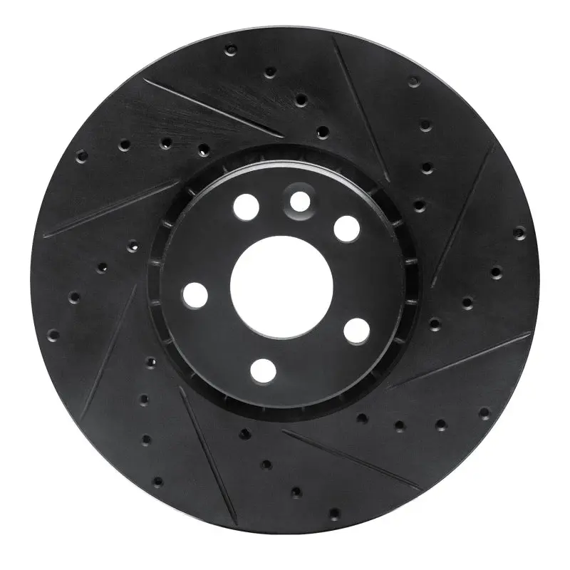 R1 10-16 Volvo Xc60 Front Right Drilled & Slotted Black Brake Rotor 1