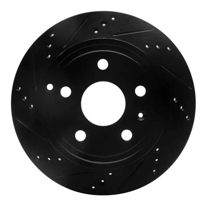 R1 10-17 Chevrolet Equinox Rear Left Drilled & Slotted Black Brake Rotor 1