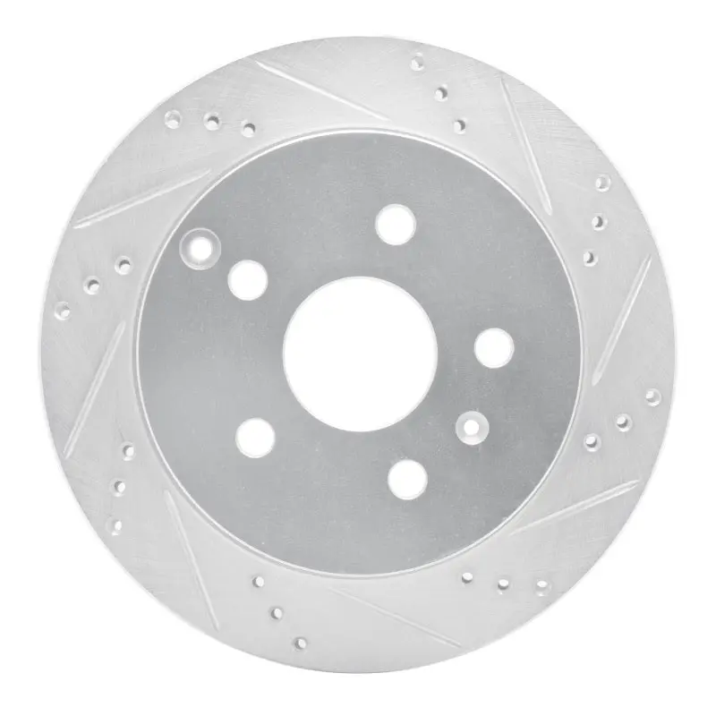 R1 10-17 Chevrolet Equinox Rear Right Drilled & Slotted Silver Brake Rotor 1
